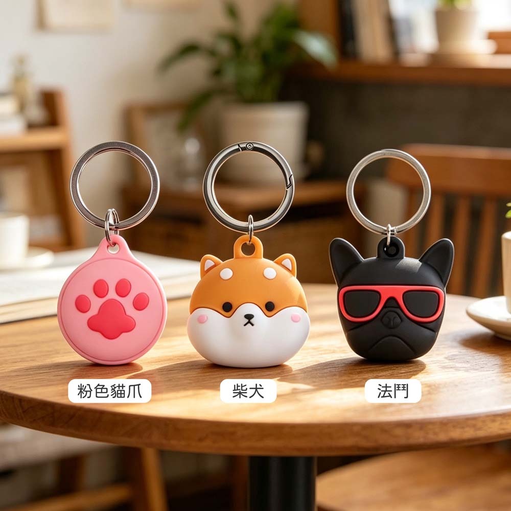 山水之寶｜AirTag 定位追蹤器＆防丟器／可愛造型矽膠保護套／附鑰匙圈＆圓形扣環／可扣寵物項圈／行李箱／筆電／書包背包-細節圖2