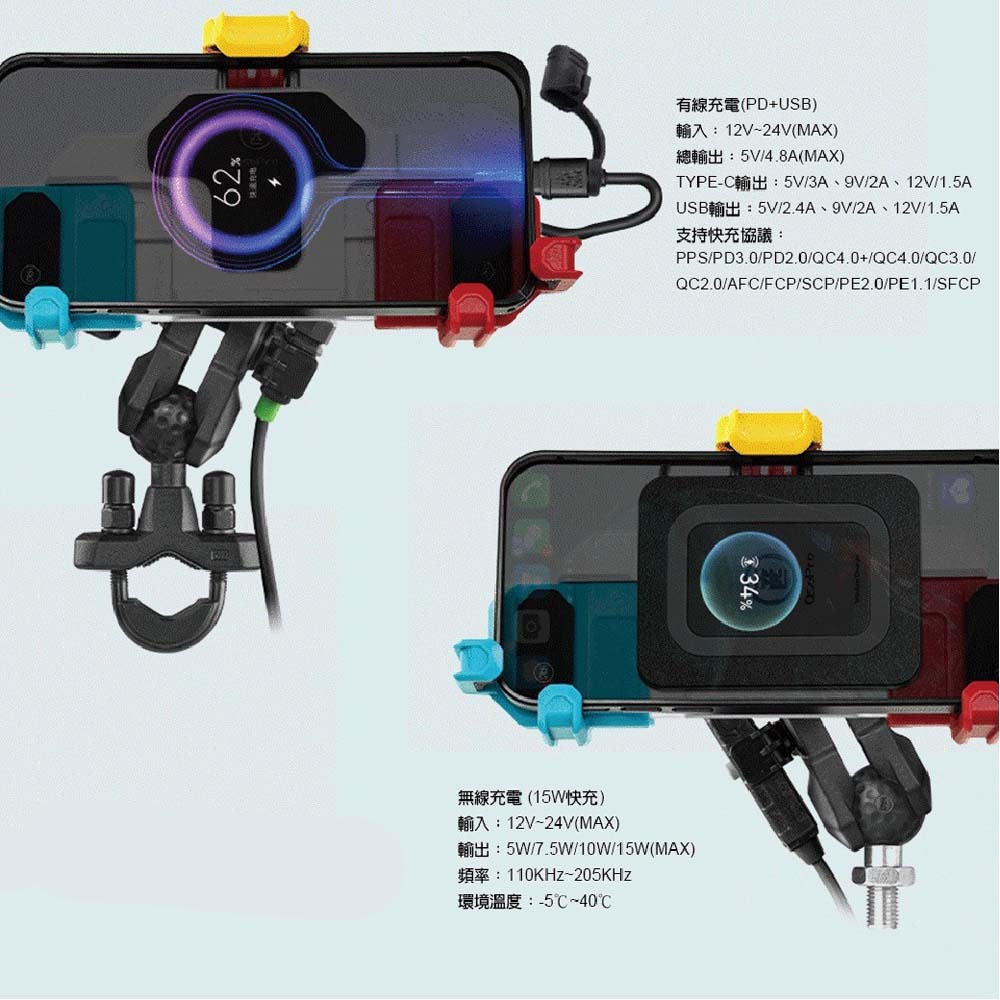 山水之寶｜MWUPP五匹 後照鏡座機車手機支架 OsoPro螃蟹減震 紀念版 彈簧夾 後視鏡座球頭款 防盜減震 手機車架-細節圖3