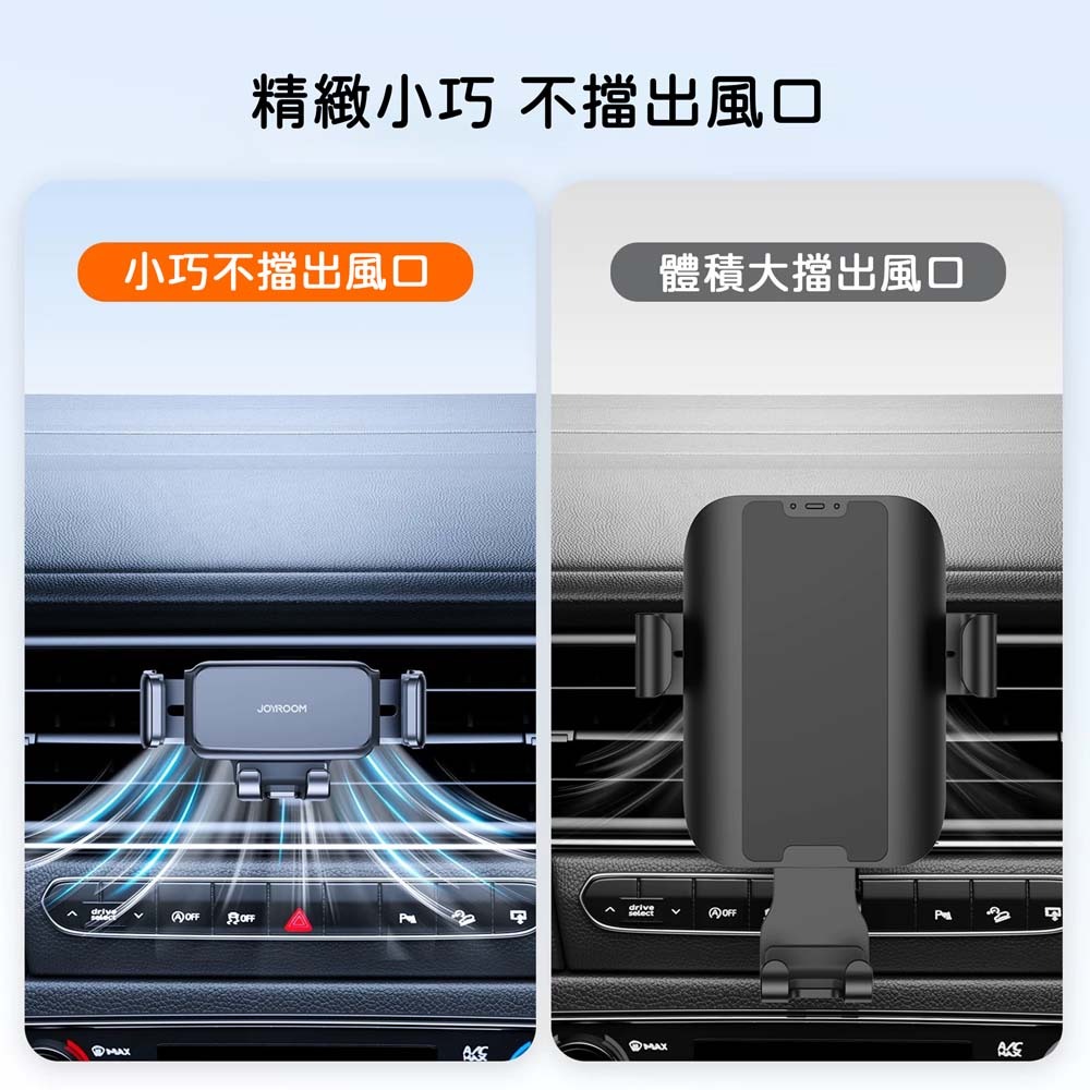 山水之寶｜JOYROOM 汽車用機械式手機支架/冷氣出風口車架/360度旋轉/自動按鈕鎖/一鍵打開夾臂/威系列鷹嘴夾扣-細節圖4