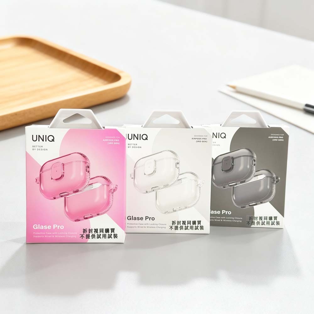 山水之寶｜AirPods Pro 3 UNIQ Glase Pro 輕薄透明 耳機保護殼耳機殼 附登山扣環 支援無線充電-細節圖6