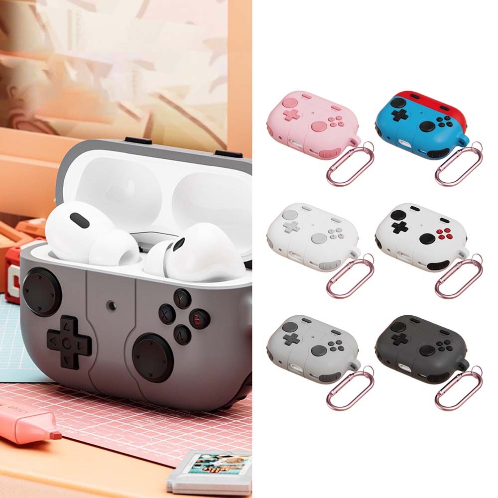 山水之寶｜適用 AirPods Pro 3 遊戲機手柄造型 親膚矽膠耳機保護殼 耳機殼 附扣環 支援無線充電 上下蓋分開-細節圖6