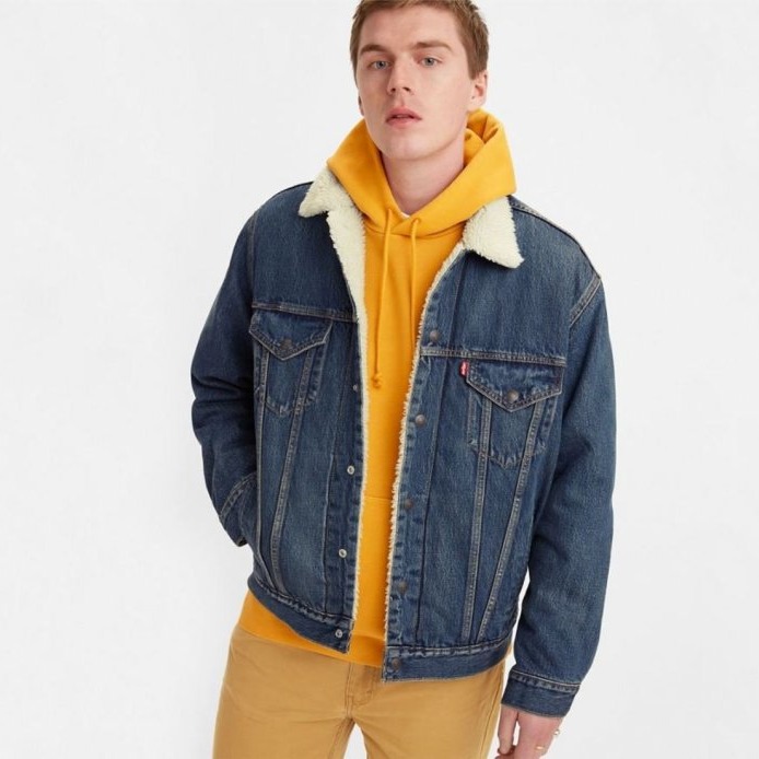 S號現貨【高價版毛毛領】美國LEVIS VINTAGE FIT SHERPA TRUCKER JACKET 深藍牛仔夾克-細節圖4