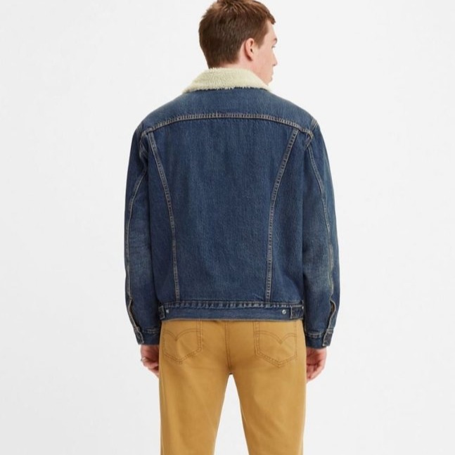 S號現貨【高價版毛毛領】美國LEVIS VINTAGE FIT SHERPA TRUCKER JACKET 深藍牛仔夾克-細節圖5
