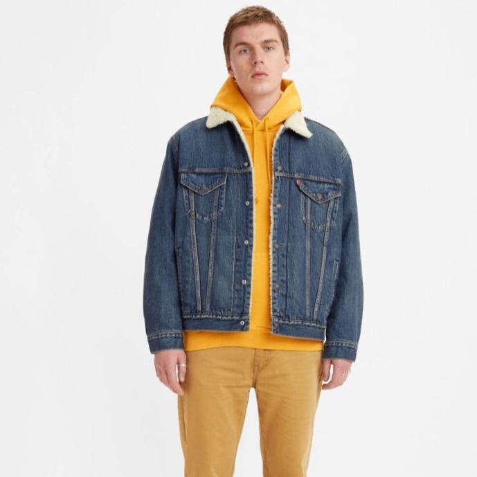 S號現貨【高價版毛毛領】美國LEVIS VINTAGE FIT SHERPA TRUCKER JACKET 深藍牛仔夾克-細節圖6