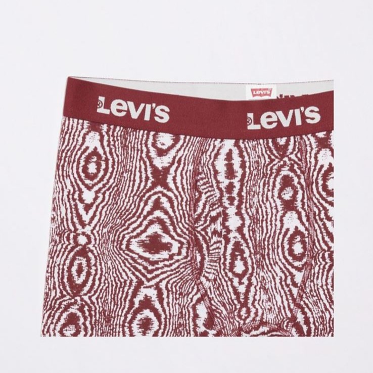 現貨L號【盒裝三件禮盒組內褲】美國LEVIS Boxer Briefs 紅黑豹紋灰四角褲/男內褲/彈性貼身/腰頭Logo-細節圖3