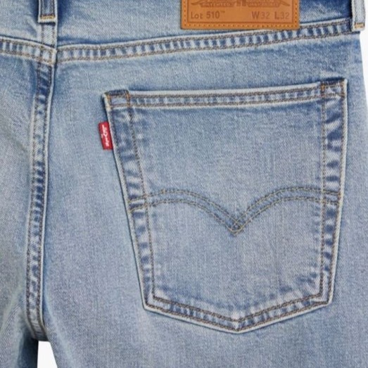 【高價鹿皮標W32現貨】美國LEVI S Skinny 510 Tarp 淺藍水洗 手工潑漆 貼身窄版 小直筒牛仔褲-細節圖3