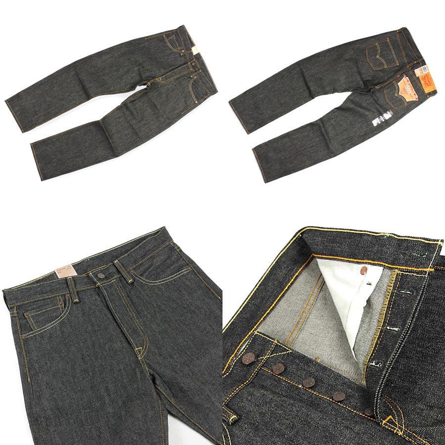 最大尺吋【養褲必備原色W44L34】美國LEVIS STF 501 XX上漿 亮黑 重磅硬挺 經典直筒牛仔褲-細節圖6