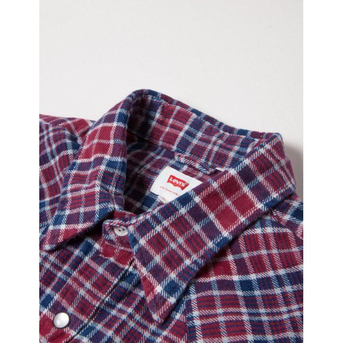 【現貨L號優惠】美國 日本版Levi s Sawtooth Western Shirt 藍白紅格紋珍珠釦西部長袖牛仔襯衫-細節圖5