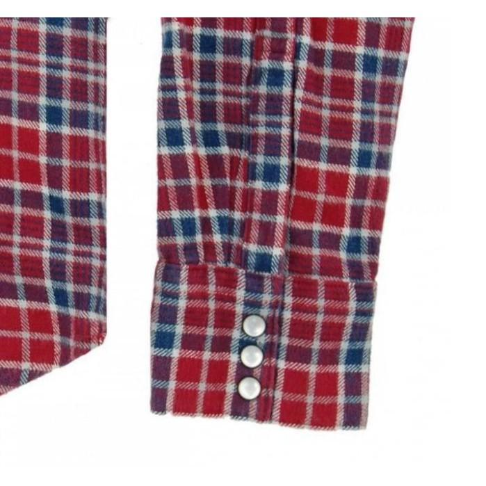 【現貨L號優惠】美國 日本版Levi s Sawtooth Western Shirt 藍白紅格紋珍珠釦西部長袖牛仔襯衫-細節圖8