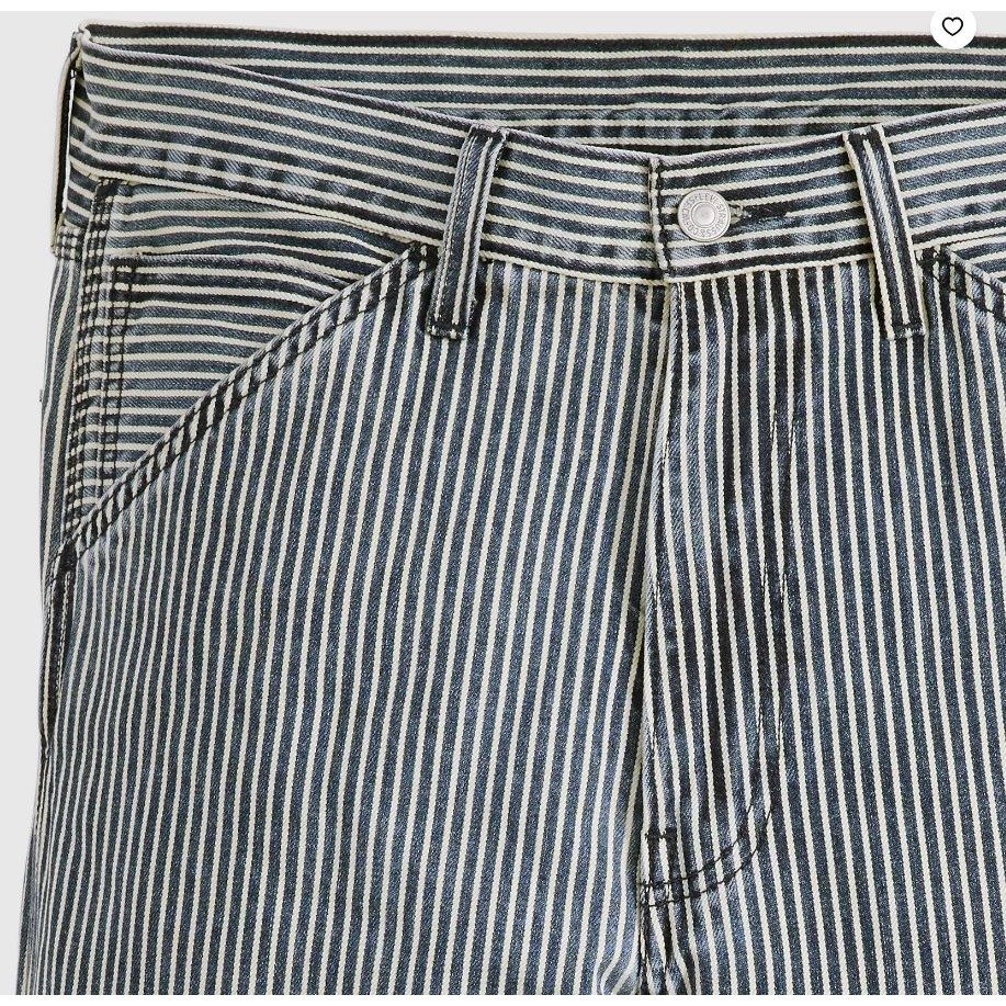 現貨優惠【寬版工作褲32腰】美國 Levi＇s 厚磅 直筒 568 寬版牛仔 工裝褲 牛仔褲 深藍條紋 帆布耐穿-細節圖7