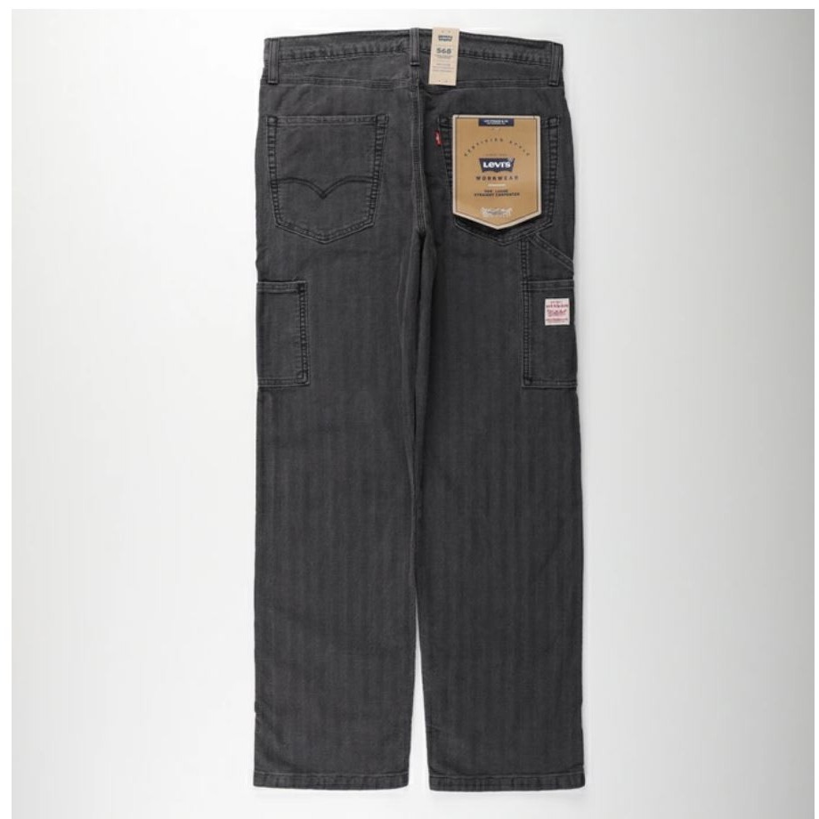 現貨【寬版工作褲34腰】美國LEVI S 568 LOOSE CARPENTER 黑灰 多口袋工匠褲 重磅直筒褲 牛仔褲-細節圖10