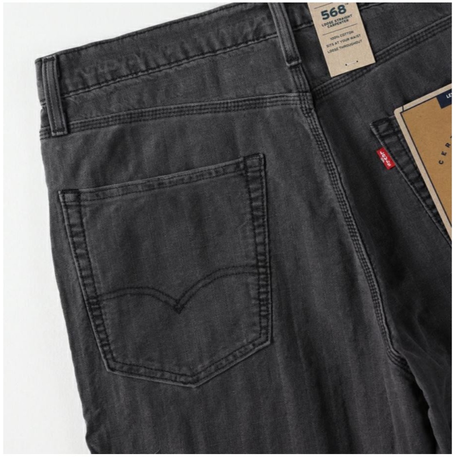 現貨【寬版工作褲34腰】美國LEVI S 568 LOOSE CARPENTER 黑灰 多口袋工匠褲 重磅直筒褲 牛仔褲-細節圖11
