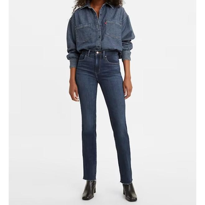 【多色新款24-34腰優惠】美國LEVIS 724 HIGH RISE SLIM 女款 修身直筒丹寧褲 瘦腿 彈性布料-細節圖3