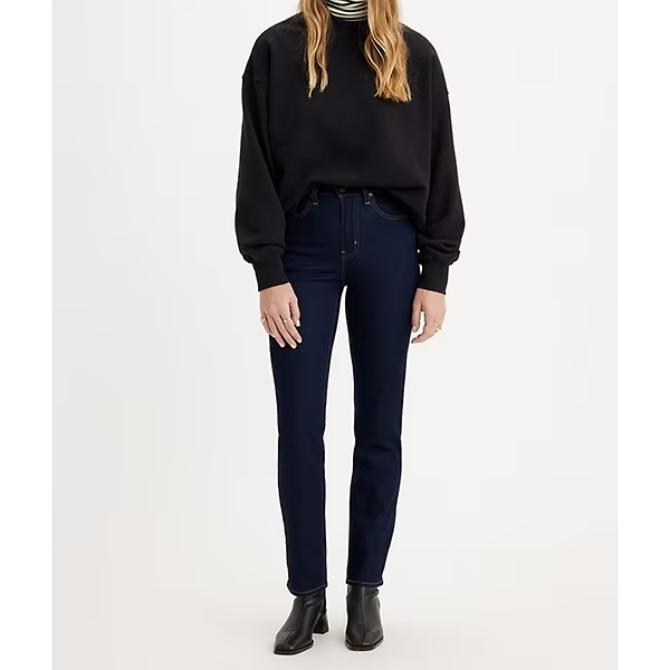 【多色新款24-34腰優惠】美國LEVIS 724 HIGH RISE SLIM 女款 修身直筒丹寧褲 瘦腿 彈性布料-細節圖6