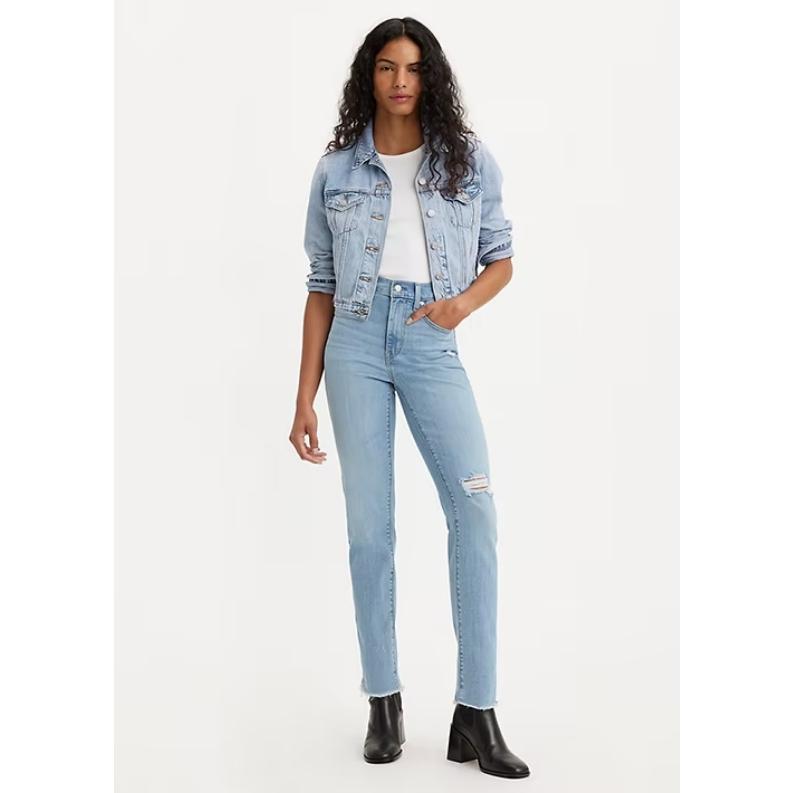 【多色新款24-34腰優惠】美國LEVIS 724 HIGH RISE SLIM 女款 修身直筒丹寧褲 瘦腿 彈性布料-細節圖8