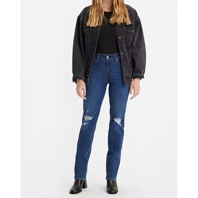 【多色新款24-34腰優惠】美國LEVIS 724 HIGH RISE SLIM 女款 修身直筒丹寧褲 瘦腿 彈性布料-細節圖9