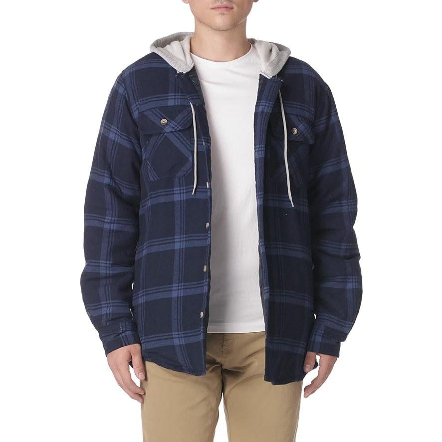 【連帽襯衫S-XXL】美國藍哥 Wrangler HOODED FLANNEL SHIRT 重磅鋪棉裡法蘭絨連帽外套百搭-細節圖2