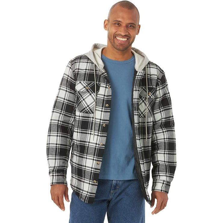 【連帽襯衫S-XXL】美國藍哥 Wrangler HOODED FLANNEL SHIRT 重磅鋪棉裡法蘭絨連帽外套百搭-細節圖4