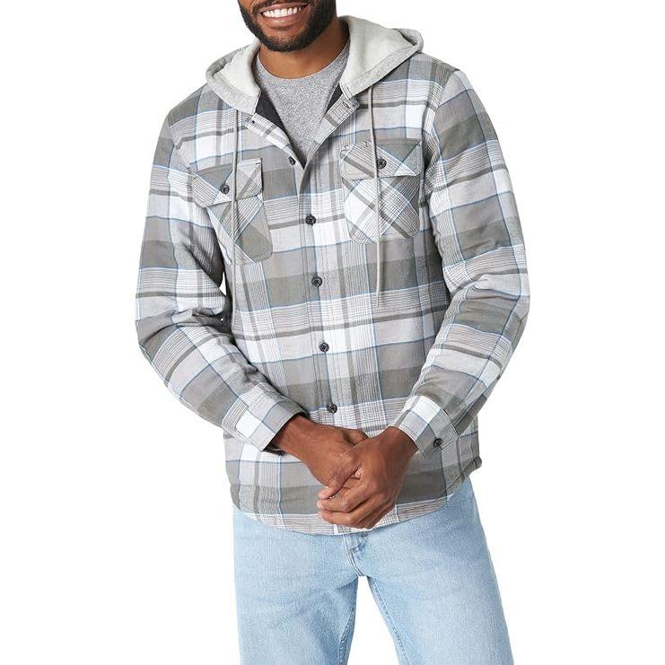 【連帽襯衫S-XXL】美國藍哥 Wrangler HOODED FLANNEL SHIRT 重磅鋪棉裡法蘭絨連帽外套百搭-細節圖5