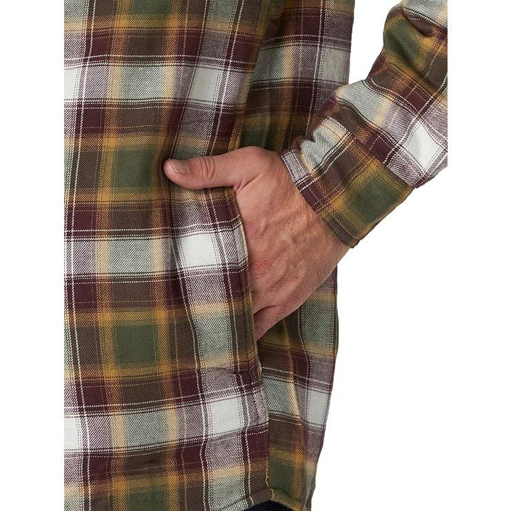 【連帽襯衫S-XXL】美國藍哥 Wrangler HOODED FLANNEL SHIRT 重磅鋪棉裡法蘭絨連帽外套百搭-細節圖6