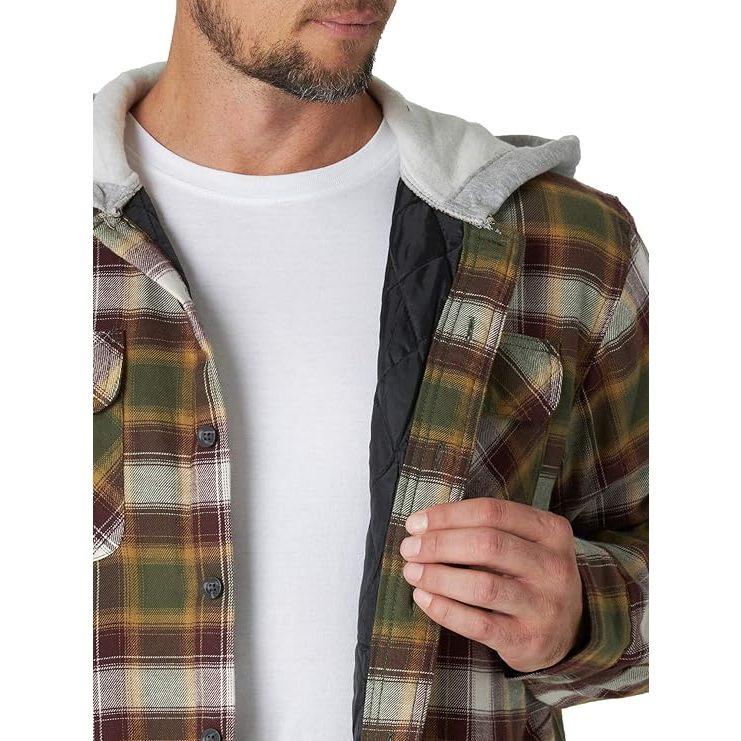 【連帽襯衫S-XXL】美國藍哥 Wrangler HOODED FLANNEL SHIRT 重磅鋪棉裡法蘭絨連帽外套百搭-細節圖8