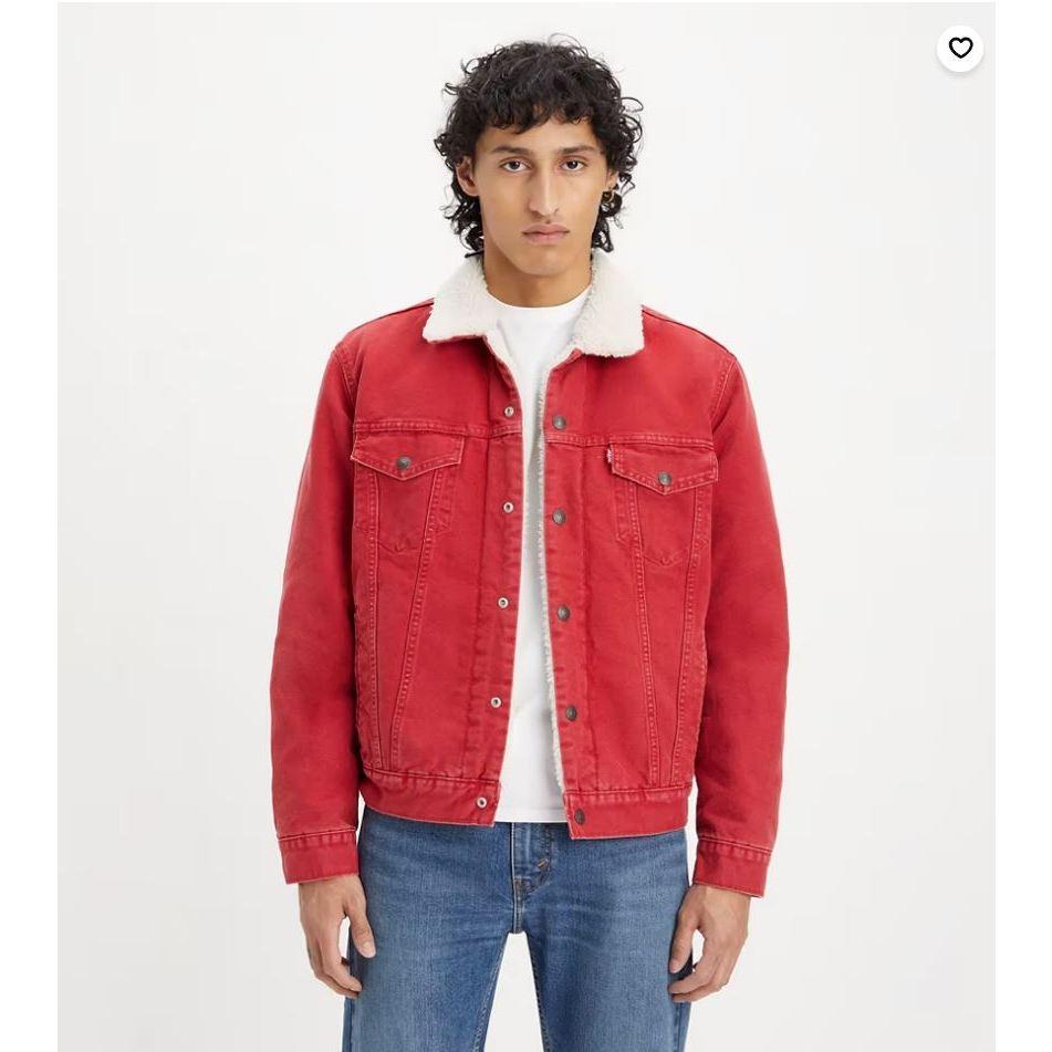 限時優惠【羊絨裡毛領M-XL號】美國LEVI S Sherpa Trucker Jacket 深藍 黑 紅 丹寧牛仔外套-細節圖2