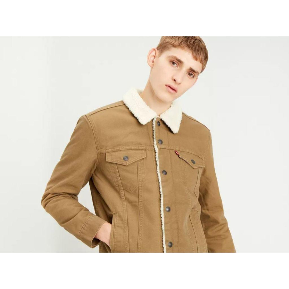 限時優惠【羊絨裡毛領M-XL號】美國LEVI S Sherpa Trucker Jacket 深藍 黑 紅 丹寧牛仔外套-細節圖3