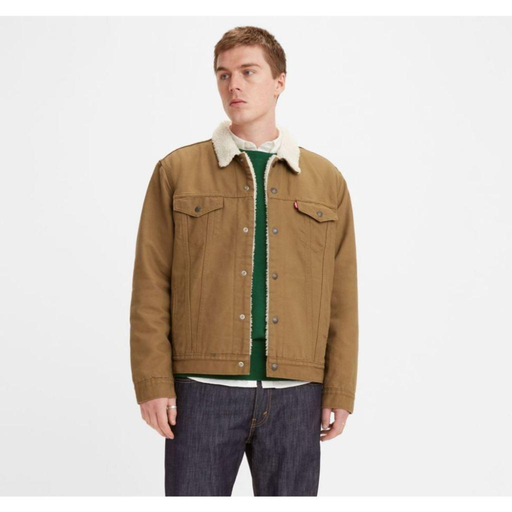 限時優惠【羊絨裡毛領M-XL號】美國LEVI S Sherpa Trucker Jacket 深藍 黑 紅 丹寧牛仔外套-細節圖4