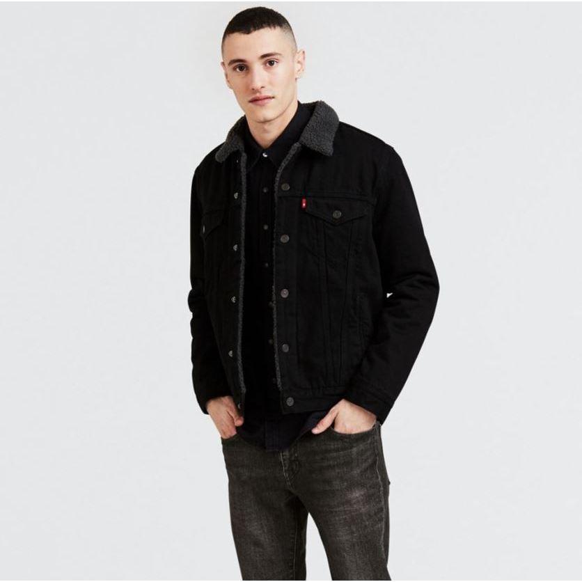 限時優惠【羊絨裡毛領M-XL號】美國LEVI S Sherpa Trucker Jacket 深藍 黑 紅 丹寧牛仔外套-細節圖5