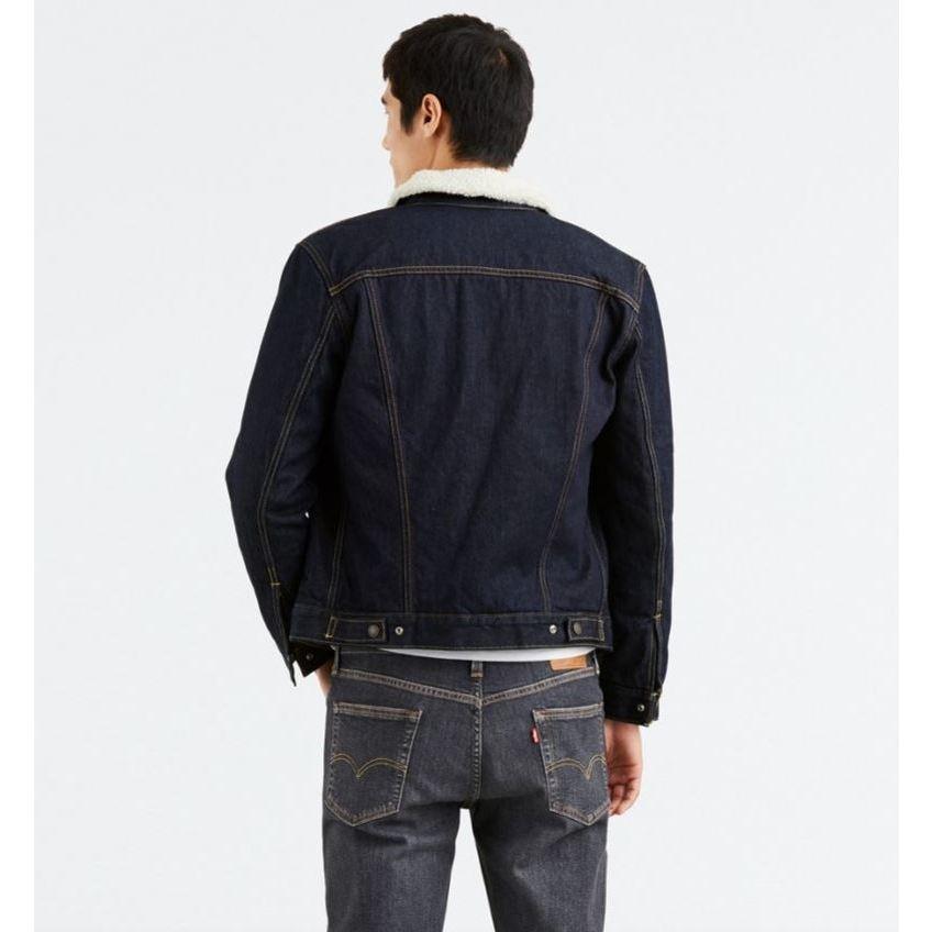 限時優惠【羊絨裡毛領M-XL號】美國LEVI S Sherpa Trucker Jacket 深藍 黑 紅 丹寧牛仔外套-細節圖9