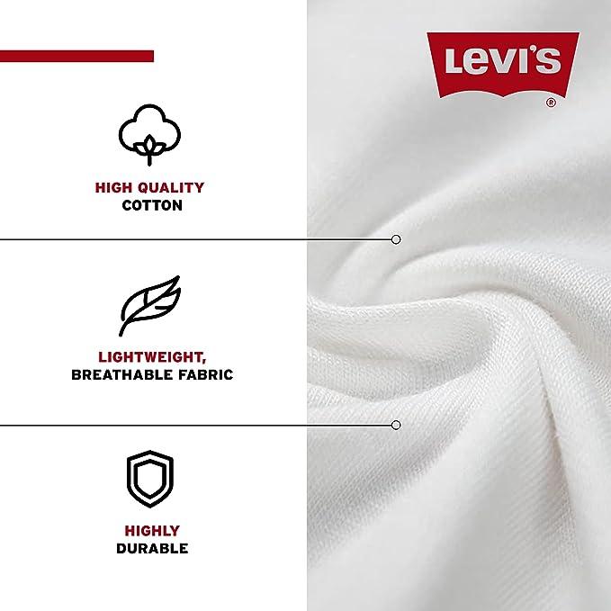 【盒裝四件禮盒組S-2XL大碼短T】美國LEVIS  黑白灰三色 素T/男短袖T桖 男性內衣/純棉/下擺紅旗Logo百搭-細節圖3