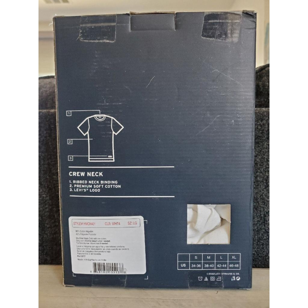 【盒裝四件禮盒組S-2XL大碼短T】美國LEVIS  黑白灰三色 素T/男短袖T桖 男性內衣/純棉/下擺紅旗Logo百搭-細節圖9