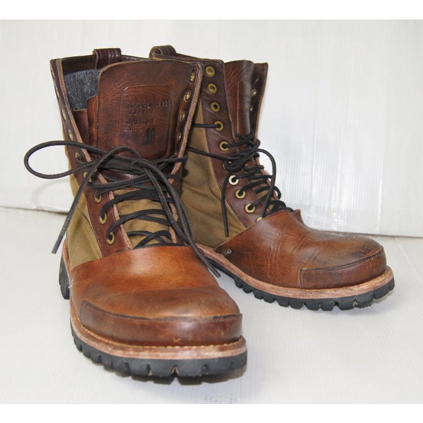 原價破萬賠售【TIMBERLAND】全手工頂級Boot Company Tackhead帆布拼接皮革8吋靴10M-細節圖2