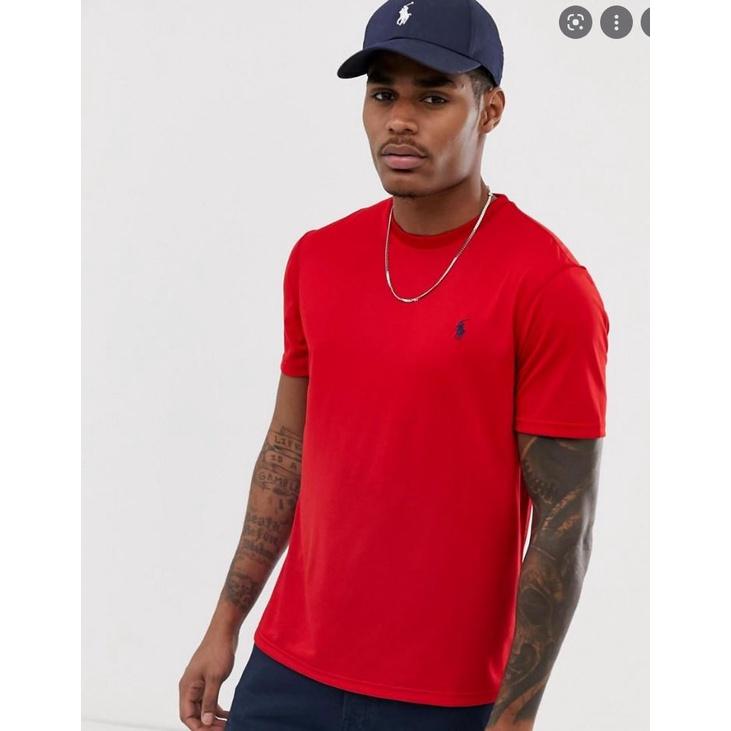【POLO Ralph Lauren】正品成人版 刺繡 深藍 小馬標 男士 圓領 紅色 舒適 短袖 棉T 潮T恤M號賠售-細節圖2