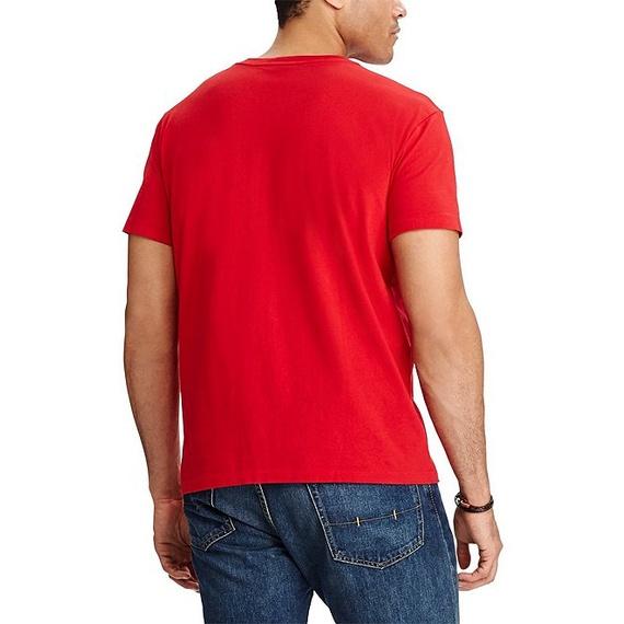 【POLO Ralph Lauren】正品成人版 刺繡 深藍 小馬標 男士 圓領 紅色 舒適 短袖 棉T 潮T恤M號賠售-細節圖3