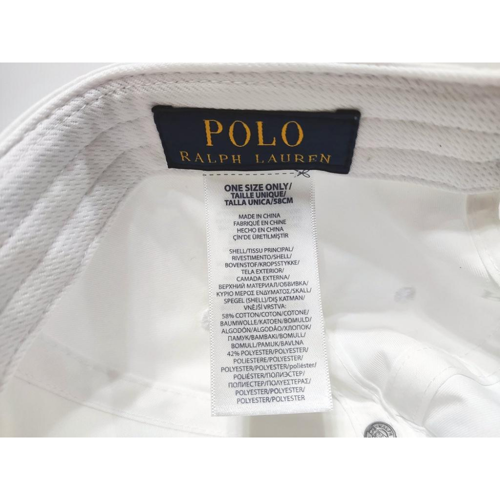 賠售【Ralph Lauren】正品Polo 大馬 成人棒球帽 RL老帽 配件 素色鴨舌帽 白色 高爾夫球帽 可調整帽帶-細節圖6