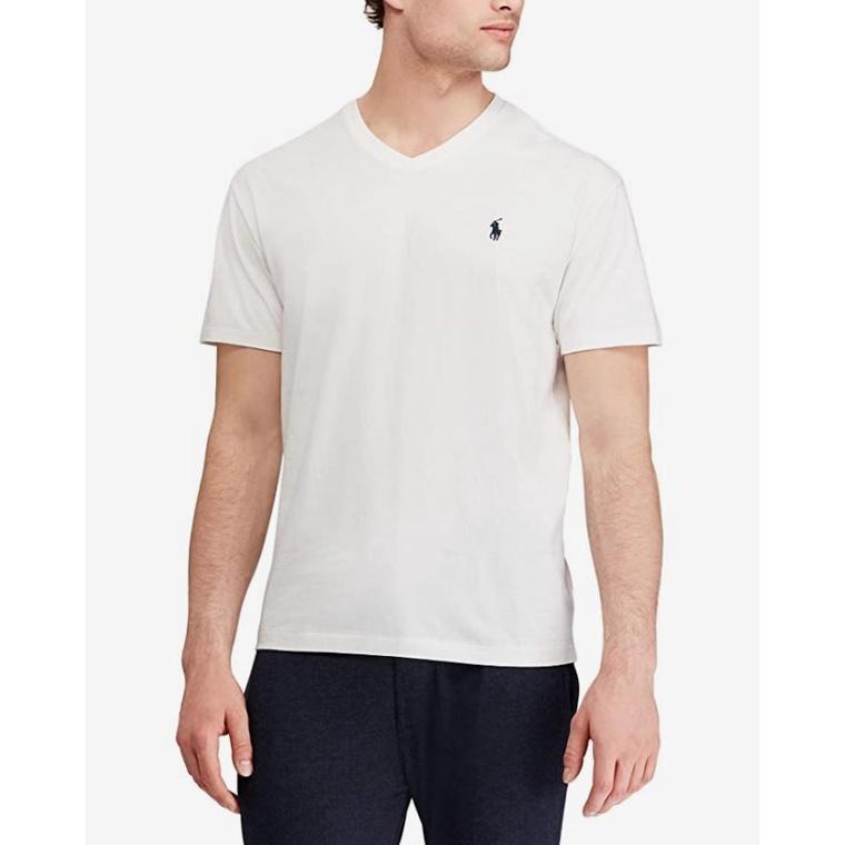 M號賠售【Ralph Lauren正品】成人版 刺繡 小馬標 男士 V領 白色 舒適 短袖 棉T 潮T恤 時尚穿搭 素T-細節圖2