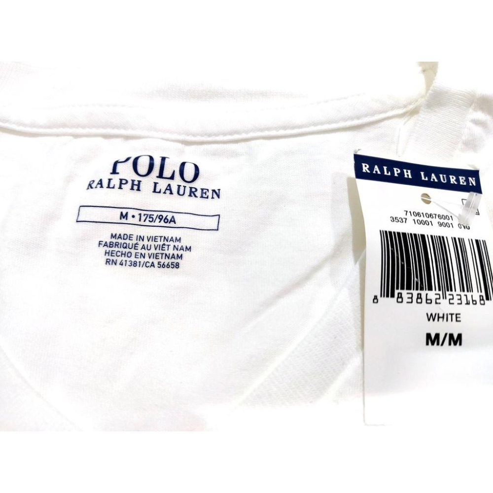 M號賠售【Ralph Lauren正品】成人版 刺繡 小馬標 男士 V領 白色 舒適 短袖 棉T 潮T恤 時尚穿搭 素T-細節圖6