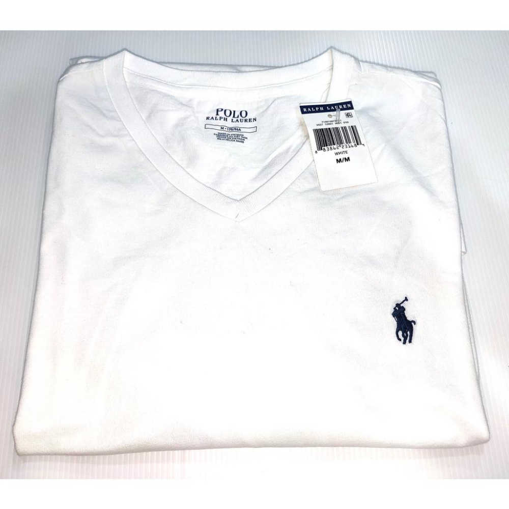 M號賠售【Ralph Lauren正品】成人版 刺繡 小馬標 男士 V領 白色 舒適 短袖 棉T 潮T恤 時尚穿搭 素T-細節圖7