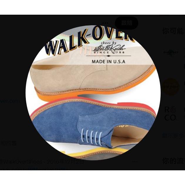 【MADE IN USA 】美國製 WALK-OVER 藍色麂皮Vibram大底手工綁帶 皮鞋 休閒鞋 德比鞋10.5-細節圖2