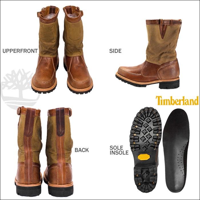 【TIMBERLAND】全手工頂級Boot Company Vibram黃金大底 皮革拼接帆布短靴 套靴 騎士靴9M賠售-細節圖6