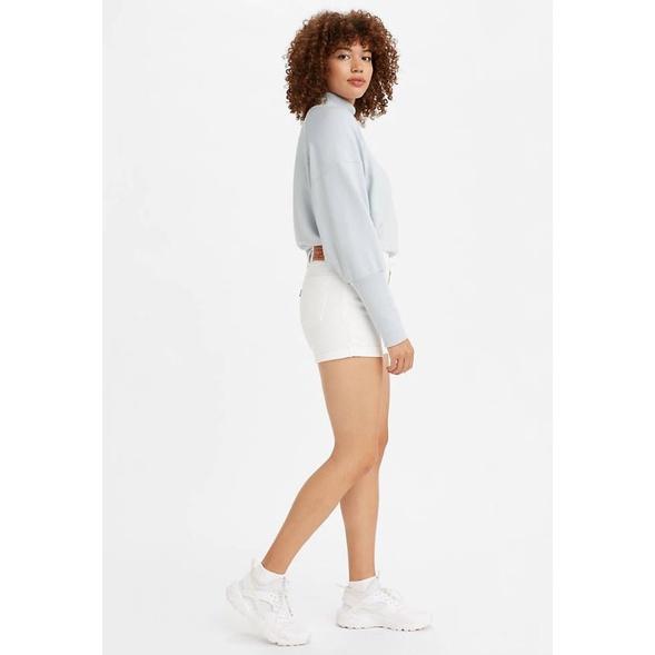 【女款24-34腰優惠】美國LEVI S Mid Length Shorts 白色 黑色 中腰修腿 牛仔短褲 彈性熱褲-細節圖2