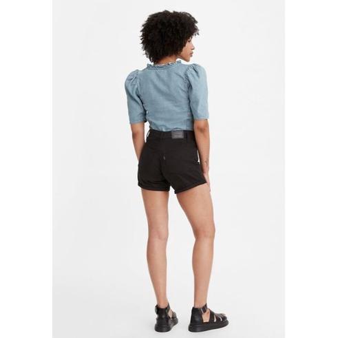 【女款24-34腰優惠】美國LEVI S Mid Length Shorts 白色 黑色 中腰修腿 牛仔短褲 彈性熱褲-細節圖8
