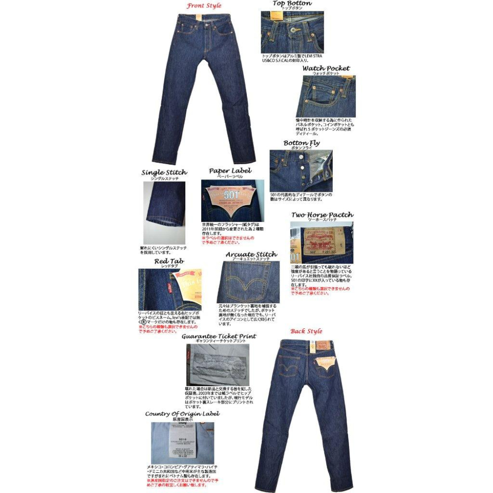 【經典養褲W29-44腰】美國LEVIS 501 RINSE WASH 深藍 原色 重磅 排扣直筒 牛仔褲 丹寧褲百搭-細節圖2