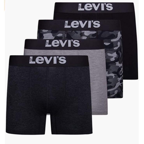 【盒裝四件禮盒組S-2XL大碼內褲】美國LEVIS Boxer Briefs 多色四角褲/男內褲/彈性貼身/腰頭Logo