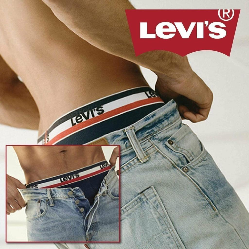 【盒裝四件禮盒組S-2XL大碼內褲】美國LEVIS Boxer Briefs 多色四角褲/男內褲/彈性貼身/腰頭Logo-細節圖2