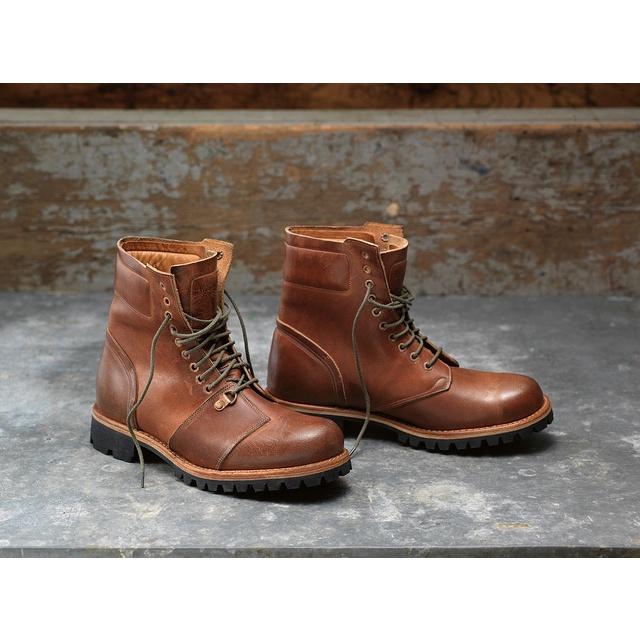 原價破萬賠售【TIMBERLAND】全手工頂級Boot Company系列Colrain 仿舊棕色皮革8吋靴10M-細節圖3