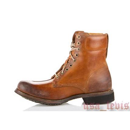 原價破萬賠售【TIMBERLAND】全手工頂級Boot Company系列Colrain 仿舊棕色皮革8吋靴10M-細節圖6