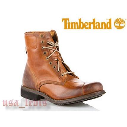 原價破萬賠售【TIMBERLAND】全手工頂級Boot Company系列Colrain 仿舊棕色皮革8吋靴10M-細節圖8