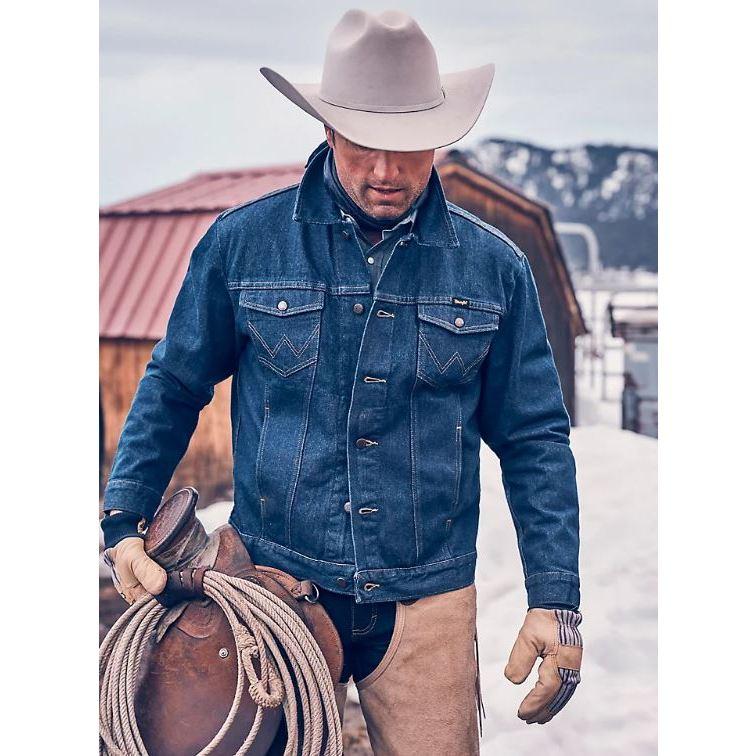 【牛仔專用款S-XXL】美國藍哥 WRANGLER Western深藍原色 黑 石洗藍 重磅硬挺經典款牛仔外套 卡車夾克-細節圖2